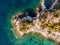 Aerial view of Thasos Greece Karnagio Beach near Limenas town