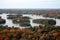 Aerial view of Thousand Islands in fall, New York, USA