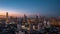Aerial view of TianJin skyline on pinkish-blue sunset sky background in China