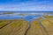 Aerial view Tidal Marshland national park Waddensea