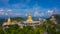 Aerial view Tiger Cave Temple, Buddha on the top Mountain with blue sky of Wat Tham Seua, Krabi,Thailand