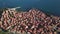 Aerial view of tile roofs of old Nessebar, ancient city, Bulgaria