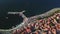 Aerial view of tile roofs of old Nessebar, ancient city, Bulgaria