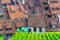 aerial view of a tiled roof and a vineyard in the swiss city schaffhausen...IMAGE