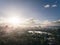 Aerial view of Titiwangsa lake with evening sunlight