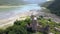 Aerial view to Ananuri castle complex on the Aragvi River in Georgia