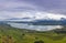 Aerial view to artificial quarry pond forggensee lake