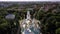 Aerial view to The Assumption Cathedral and his bell tower in Poltava