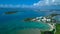 Aerial View to the Azure Bay of the Paradise Guadeloupe