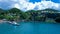 Aerial View to the Azure Bay of the Paradise Guadeloupe