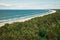 Aerial view to the beach at calm summer day