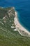 Aerial view to the beach of Portinho da Arrabida, Setubal. Portugal