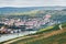 Aerial view to the Bingen am Rhein town from a tourist route not far from Rudesheim am Rhein