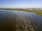 Aerial view to the boiling water from