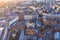 Aerial view to the center of the city with Choral Synagogue and historic buildings