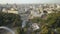 Aerial view to center of Kyiv at morning with cars on road - Philharmonic, Khreshchatyk street and European Square in Kyiv