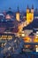 Aerial view to city Wurzburg in Germany at night