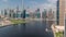 Aerial view to Dubai Business Bay and Downtown with the various skyscrapers and towers timelapse