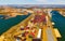 Aerial view to global container terminal in Bayonne reflex