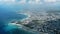 Aerial view to the island, horse riding track, sea, yacht, ships Bridgetown, Barbados