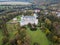 Aerial view to Krasicki Palace in Krasiczyn, Poland