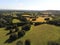 Aerial view to a meadow near Tonbrodge, Kent, UK. British aerial green view of the countryside.