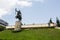 Aerial view to Monument of King Erekle II in Telavi. Kakheti region. Georgia