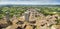 Aerial view to old town in Tuscany