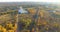 Aerial view to Orthodox church in park in Kharkiv, Ukraine