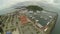 Aerial view to pier with yachts and boats