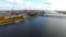 Aerial view to the Riga city and river Daugava