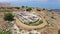 Aerial view to the ruins of the Greek - Roman city Hippus - Susita located on the hill on the Golan Heights in northern Israel on