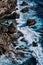 Aerial view to sea landscape, water with waves and rocks. Dramatic colors photo