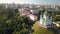 Aerial view to St Andrew`s Church and Andriyivskyy Descent in capital of Ukraine