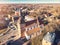 Aerial view to the St Simon church in Valmiera, Latvia
