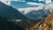 Aerial view to Tengboche Monastery from Everest Base Camp EBC trekking route and snowy Kongde Ri Mountain 6187m on the