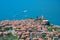 aerial view to tourist destination malcesine and garda lake, italy