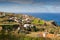 Aerial view to town over ocean