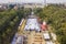 Aerial view from the top of ferris wheel with crowded ice and ci