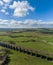 An aerial view towards the Welland valley across the Harringworth railway viaduct in the UK