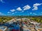 Aerial view of the town of Armidale with colorful buildings in Australia