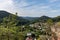 Aerial View of Town of Erfweiler seen from Hahnfels in Rockland of Dahn, Rhineland-Palatinate, Germany, Germany