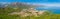 Aerial view of the town Kemer in a mountain valley on the southern coast of Turkey with Mount Tahtali Lycian Olympus in the