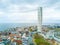 Aerial view of the town of Malmo, Sweden with the Turning Torso landmark