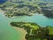 Aerial view of the town Mangonui, New Zealand