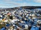 Aerial view of the town of Schneeberg in Saxony in winter