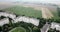 Aerial view of town with socialist soviet style of building at cloudy day. Buildings were built in the Soviet Union. The