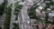 Aerial view of town with socialist soviet style of building at cloudy day. Buildings were built in the Soviet Union. The
