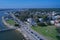 Aerial view of the town of Southport NC.