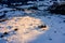 Aerial view of townwith snow covered roofs. Village in Switzerland in winter with a lot of snow